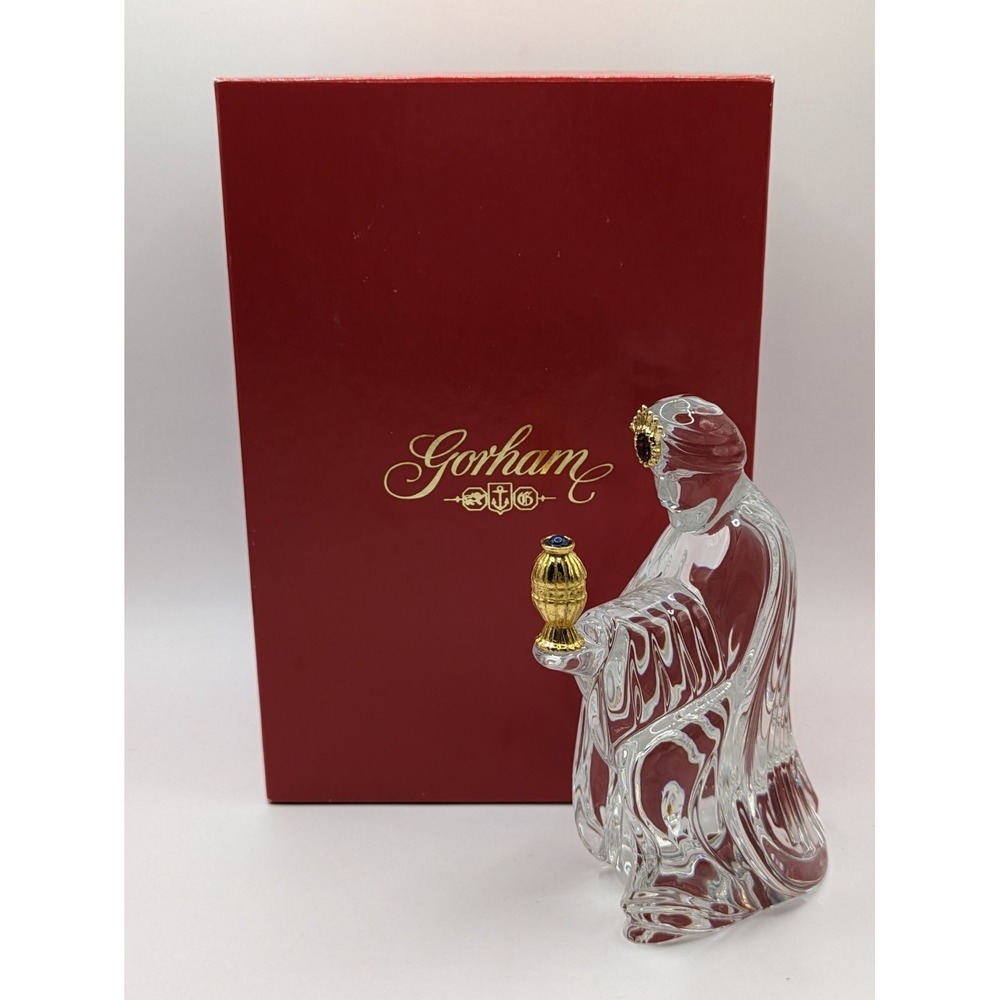 Gorham Crystal Gold Nativity King Balthazar Wisemen Figurine Germany 5"